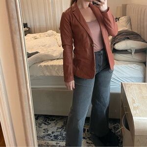 brown leather blazer jacket